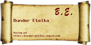 Bunder Etelka névjegykártya
